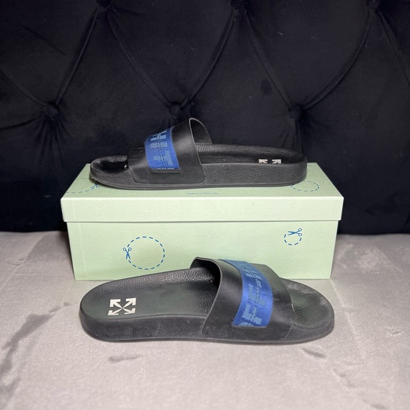 Off White black blue industrial slides - Picture 2 of 6